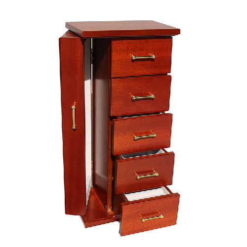 Teak tall jewellery box